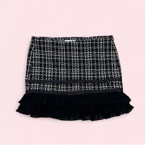 Costa Blanca Black Tweed Mini Skirt with Ruffled Hem